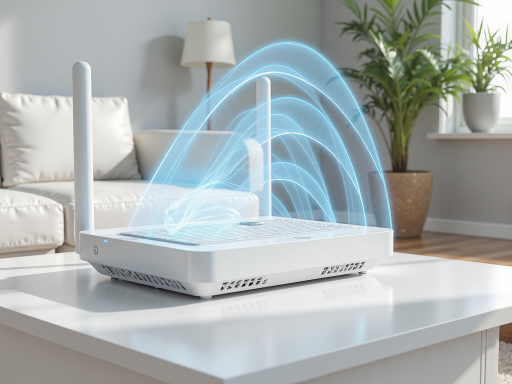 智能网关设备,白色外壳,网络接口,状态指示灯,路由器样式,现代家居背景